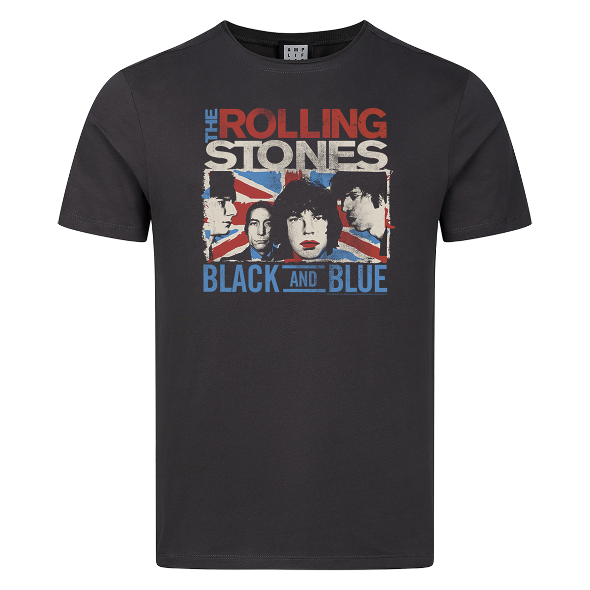 Image of The Rolling Stones T-Shirt - Union Jack Black & Blue T-Shirt Amplified