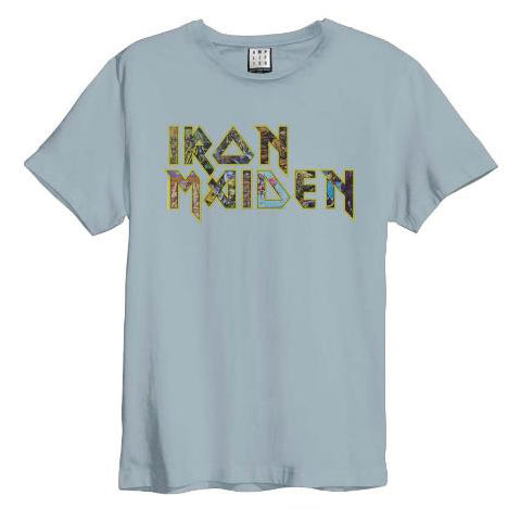 Image of Iron Maiden Eddies Logo Amplified Blue Men's T-shirt