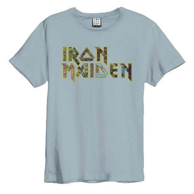 Iron Maiden Eddies Logo Amplified Blue Men's T-shirt