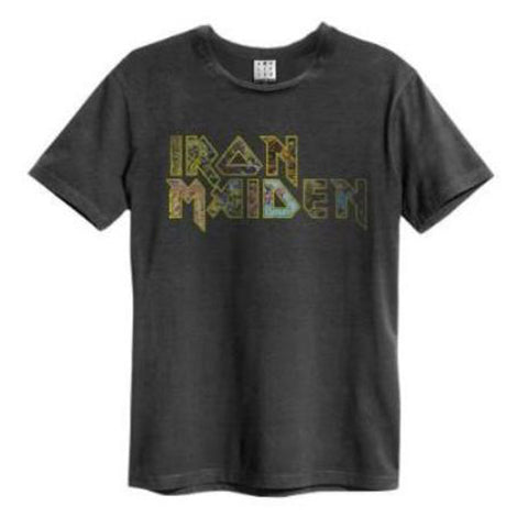 Image of Iron Maiden Eddies Logo Amplified charcoal Men's T-shirt