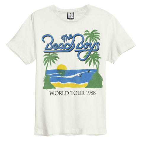 Image of The Beach Boys 1988 World Tour Amplified White Men's T-shirt