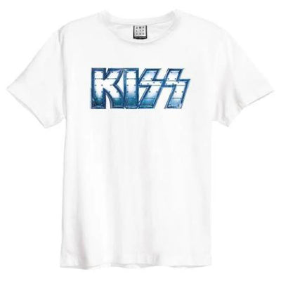 Kiss T Shirt  - Distressed Metal Logo, White