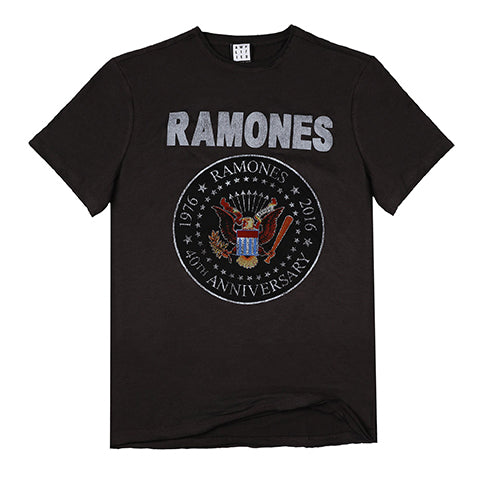 Image of Ramones 40th Anniversary Seal Men's Charcoal T-shirt