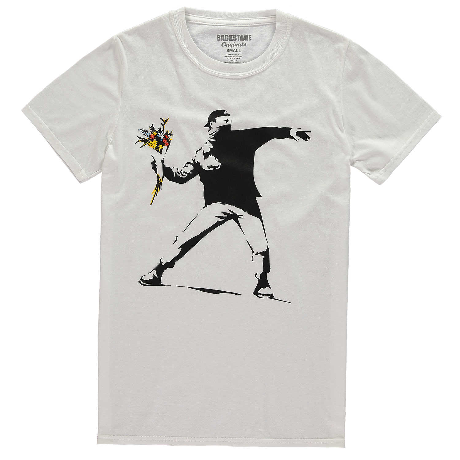 Image of Banksy Rage Flower Thrower T-shirt Banksy-Apparel