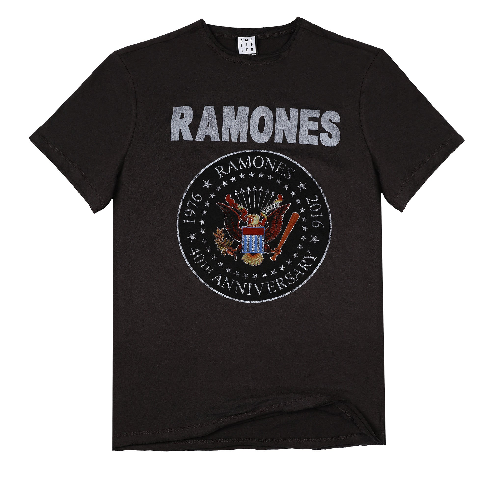 Image of Ramones 40th Anniversary Seal Men's Charcoal T-shirt