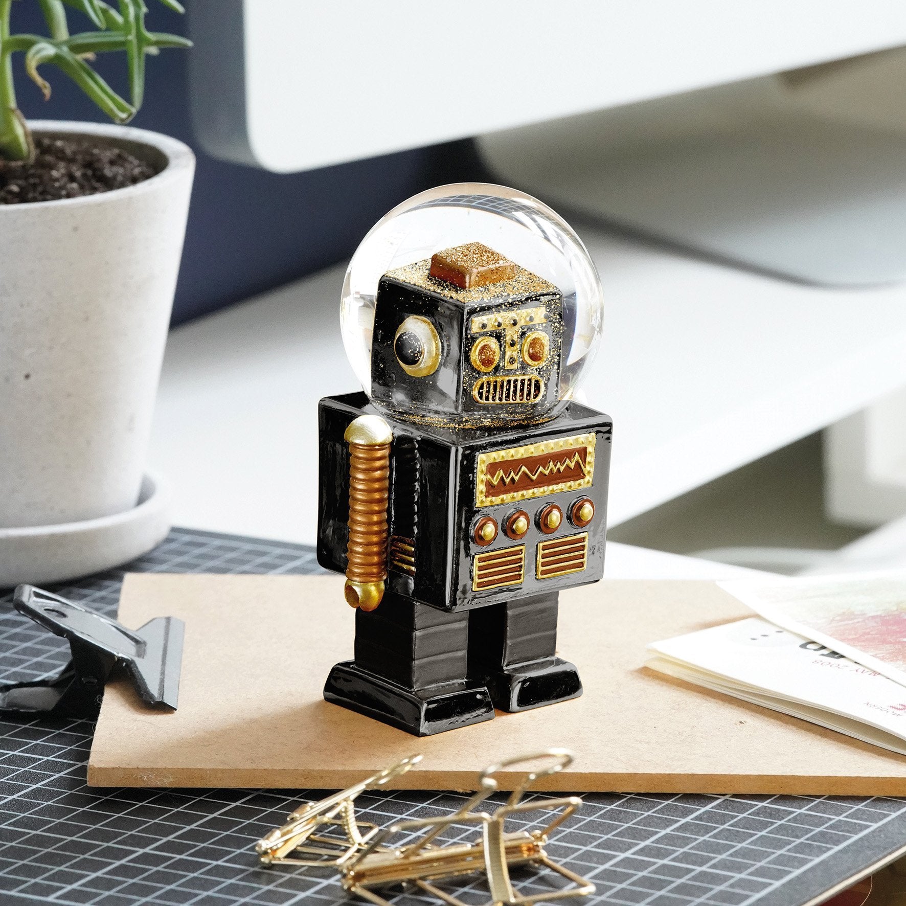 Image of Robot Snow Globe By Donkey Products Black Colour