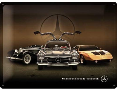 Mercedes-Benz 3 Cars Vintage Metal Sign By Nostalgic Art