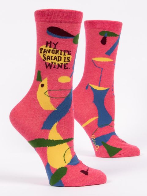My Favourite Salad is Wine W-Crew Socks