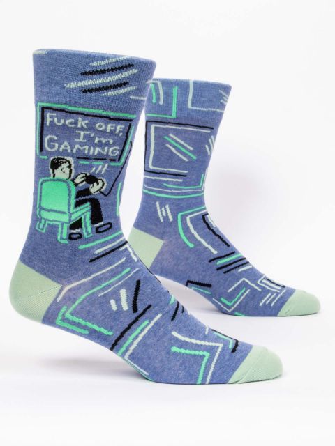 Image of Fuck Off, I'm Gaming Men's-Crew Socks