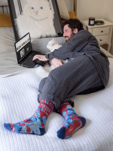 Image of Crazy Cat Dude Men's-Crew Socks