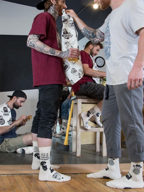 Image of Get A Load Of These Whiskers Men's-Crew Socks