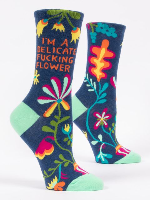 Image of I'm A Delicate Fucking Flower W-Crew Socks