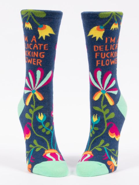 Image of I'm A Delicate Fucking Flower W-Crew Socks
