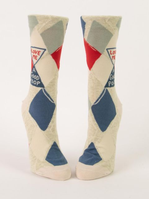 Image of Love Me A Good Poop W-Crew Socks BLUEQ
