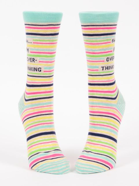 Image of Shhh I'm Overthinking W-Crew Socks BLUEQ