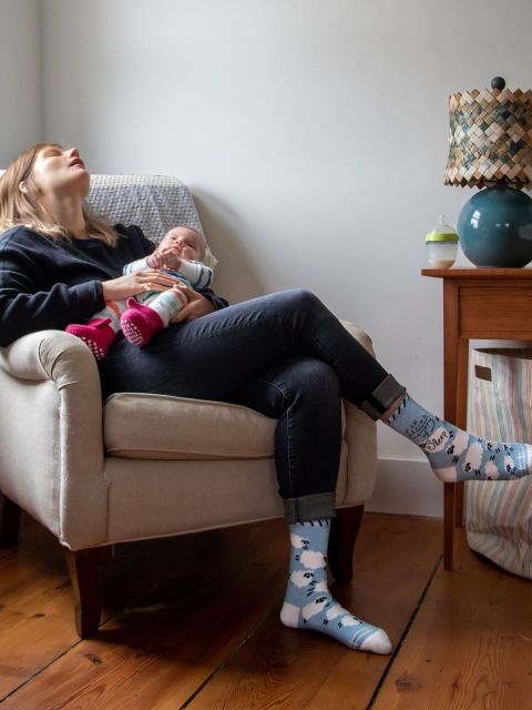 Image of In Loving Memory Of Sleep W-Crew Socks BLUEQ