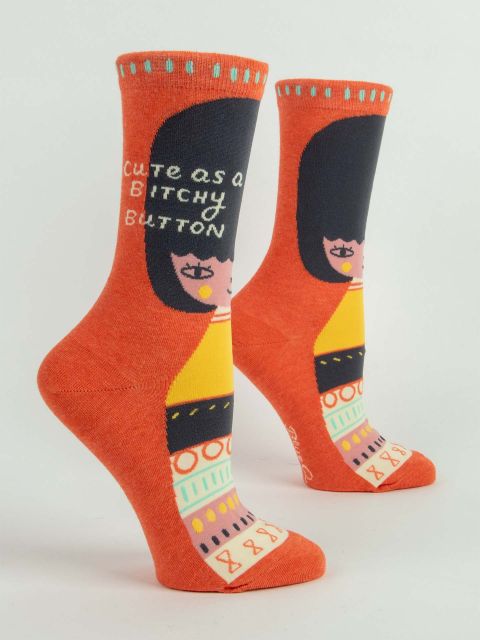 Image of Cute As A Bitchy Button W-Crew Socks BLUEQ