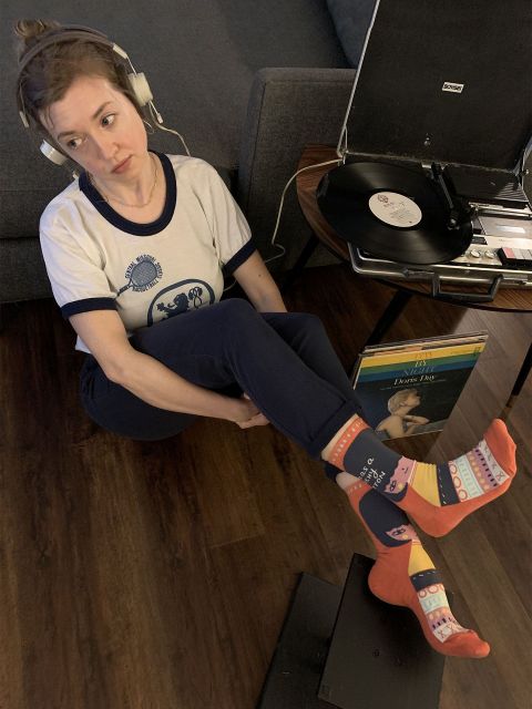 Image of Cute As A Bitchy Button W-Crew Socks BLUEQ