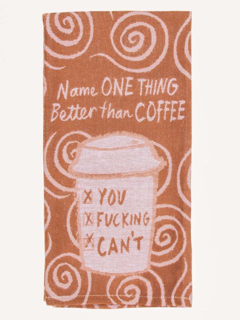Image of Name One Thing Better Than Coffee - Woven Dish Towel BLUEQ