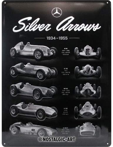 Mercedes-Benz Silver Arrows Chart Metal Sign By Nostalgic Art
