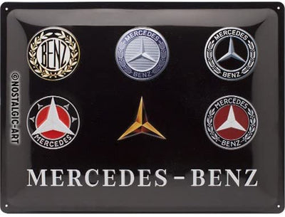 Mercedes-Benz Logo Evolution Retro Metal Sign By Nostalgic Art