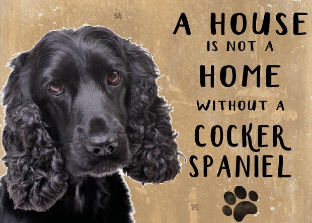 A House is not a home without a Cocker Spaniel Metal Sign