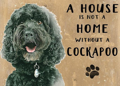 A House is not a Home without a Black Cockapoo Metal Sign