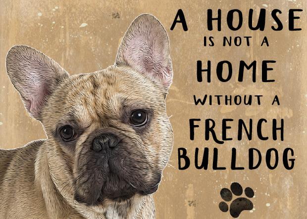 A House is not a home without a French Bulldog Metal Sign