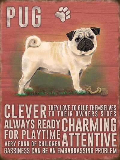 Pug Dog Metal Sign