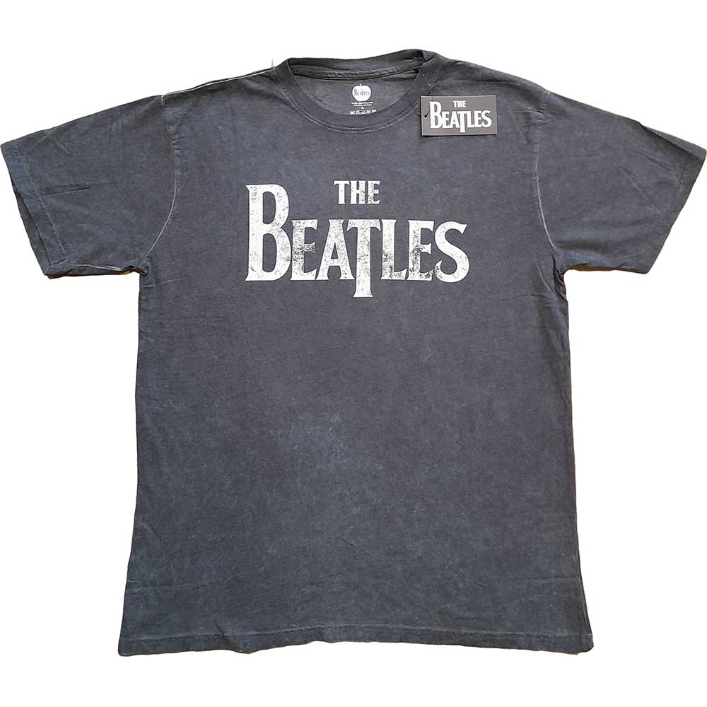 Image of The Beatles T-Shirt- Drop T Logo - Snow Wash Rock Off