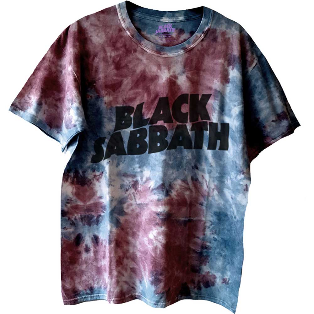 Image of Black Sabbath T-Shirt - Wavy Logo - Dye Wash Rock Off