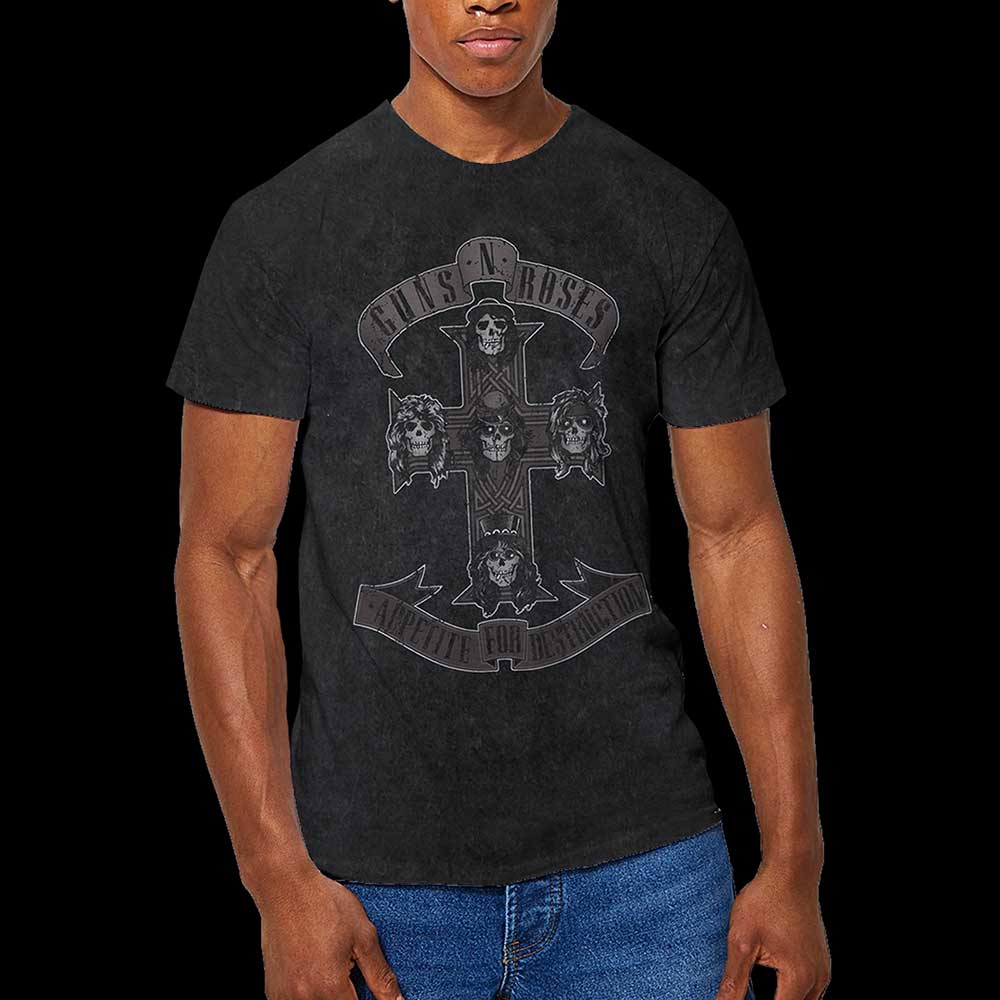 Image of Guns N' Roses Burn Out T-Shirt - Monochrome Cross ( Dip Dye) Rock Off