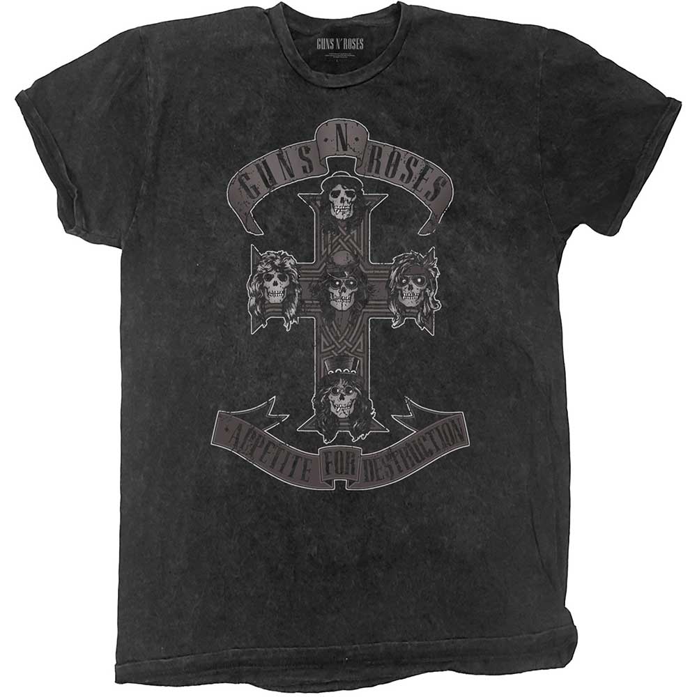 Image of Guns N' Roses Burn Out T-Shirt - Monochrome Cross ( Dip Dye) Rock Off
