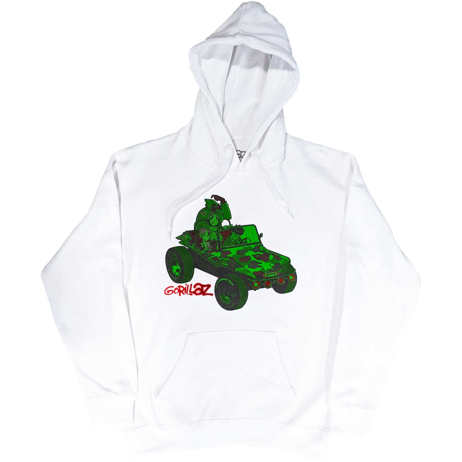 Image of Gorillaz Mens / Unisex Hoodie - Green Jeep Rock Off