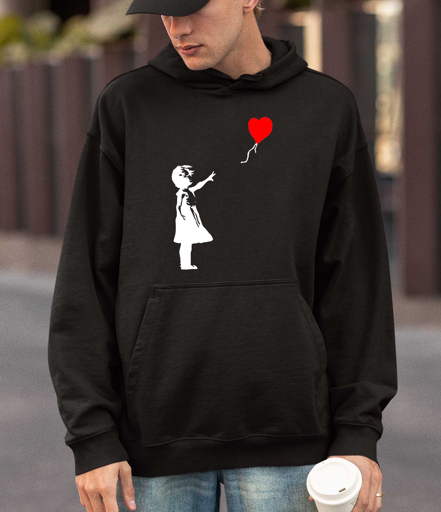 Image of Banksy Hoodie - Girl with a Heart Baloon Banksy-Apparel