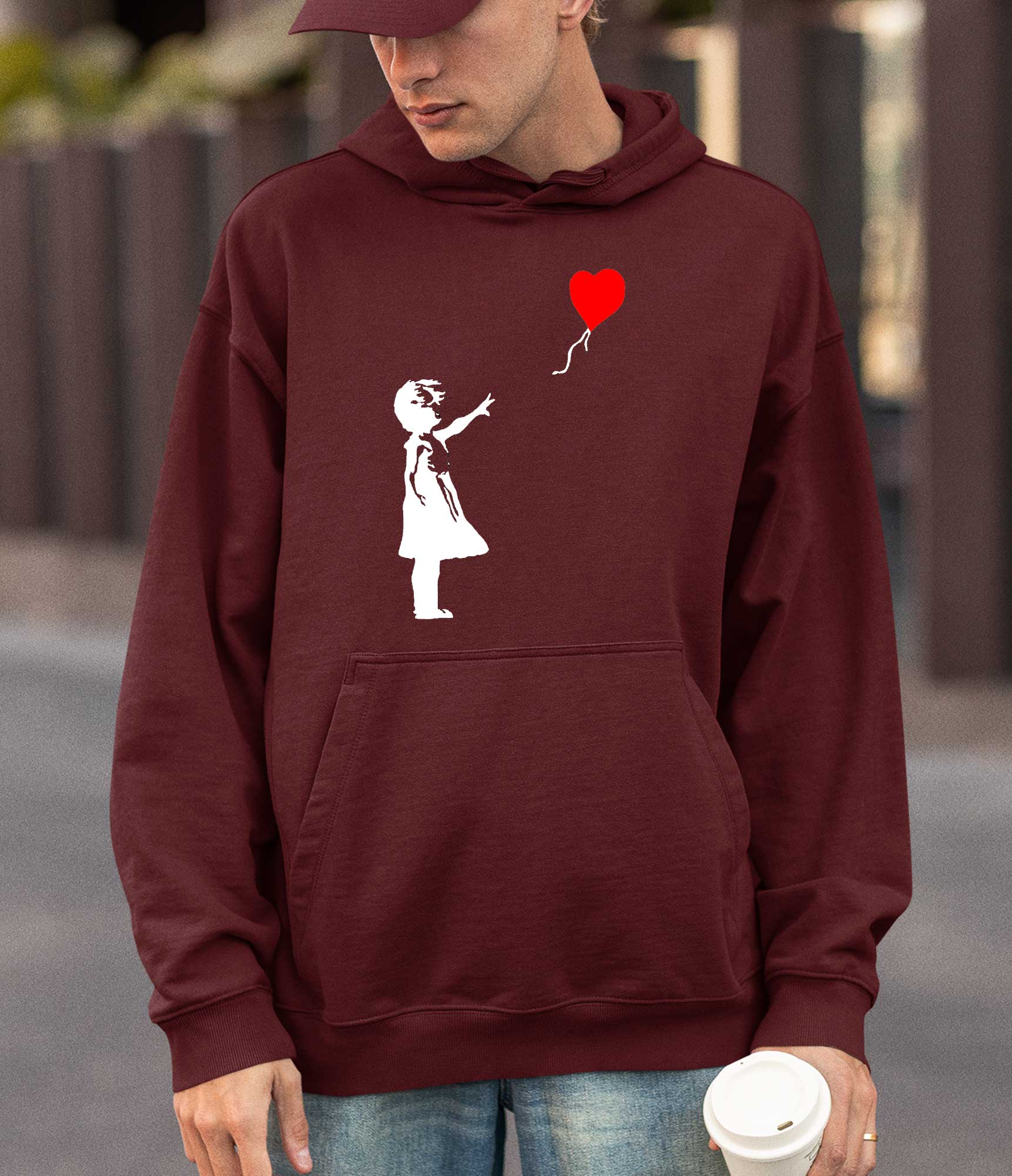 Image of Banksy Hoodie - Girl with a Heart Baloon Banksy-Apparel