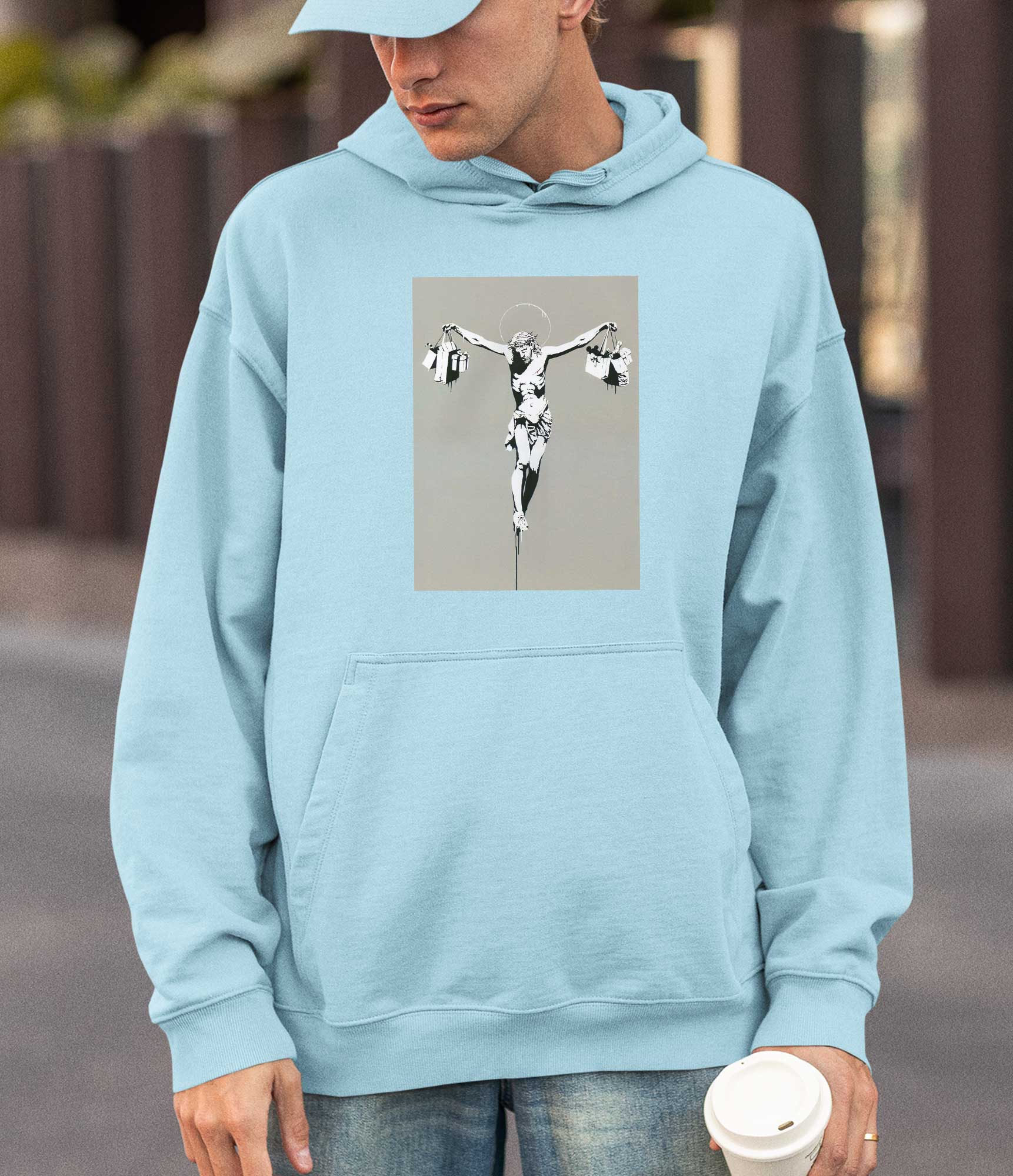 Image of Banksy Hoodie - Jesus Shopping Banksy-Apparel
