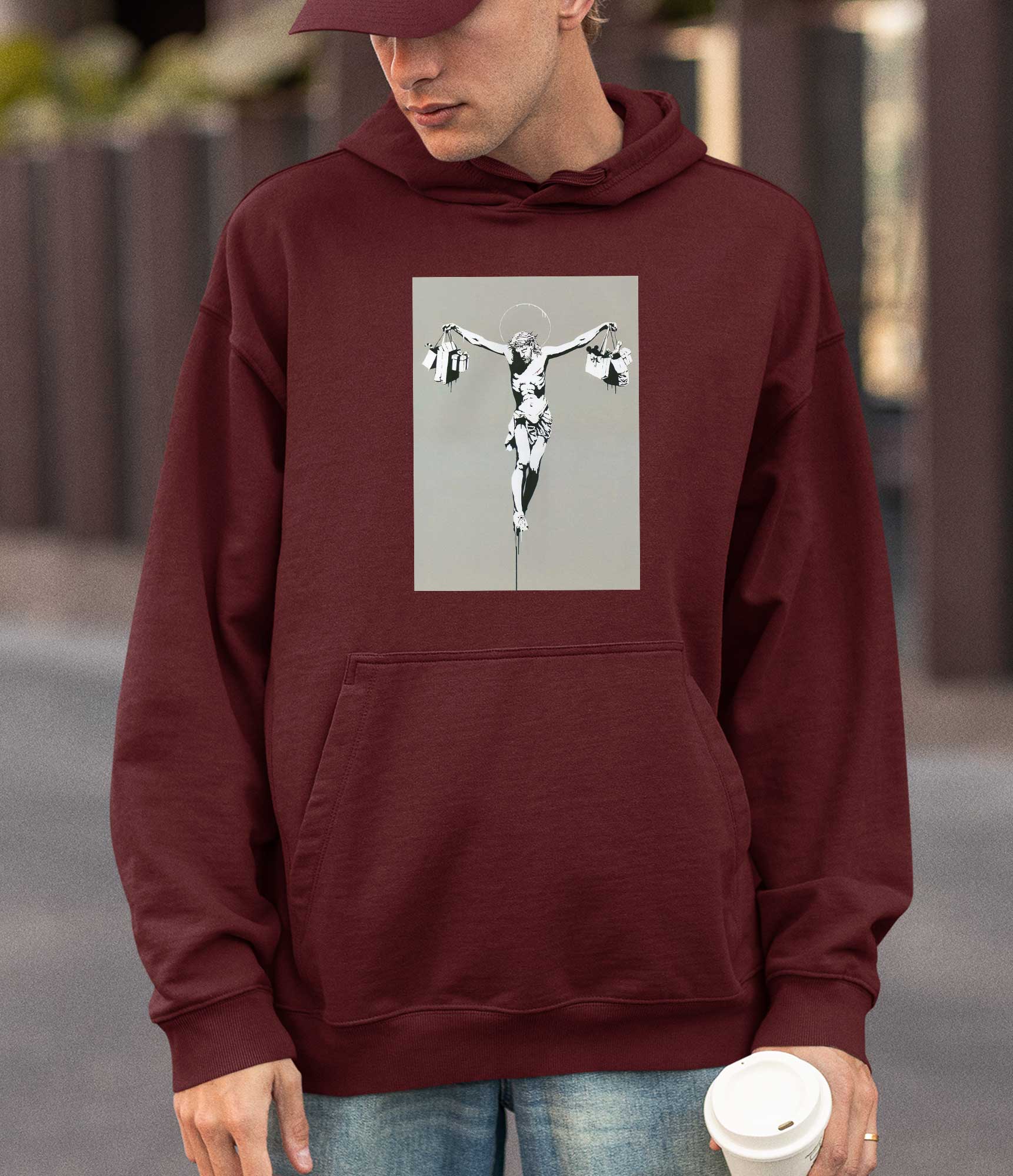 Image of Banksy Hoodie - Jesus Shopping Banksy-Apparel