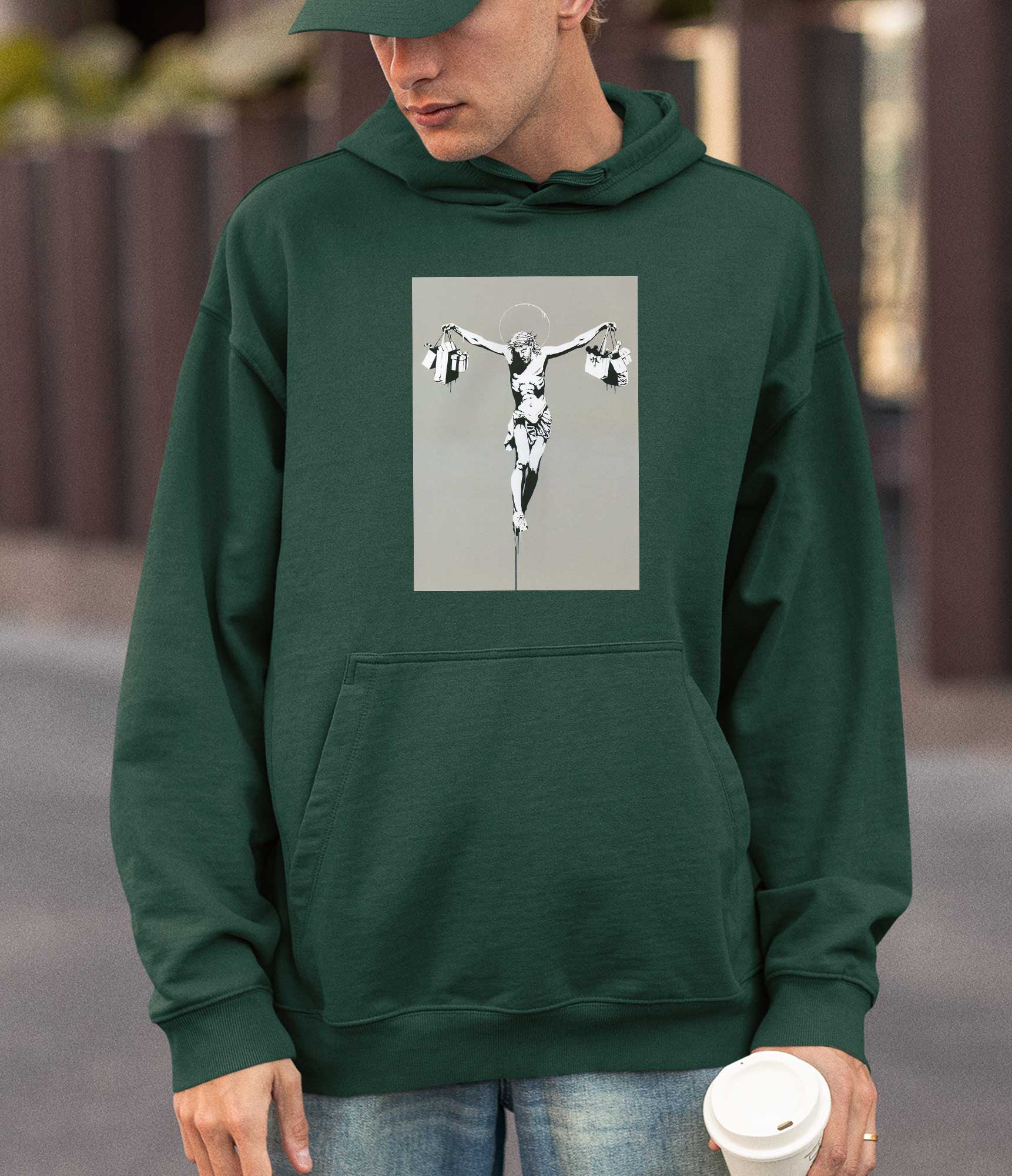 Image of Banksy Hoodie - Jesus Shopping Banksy-Apparel