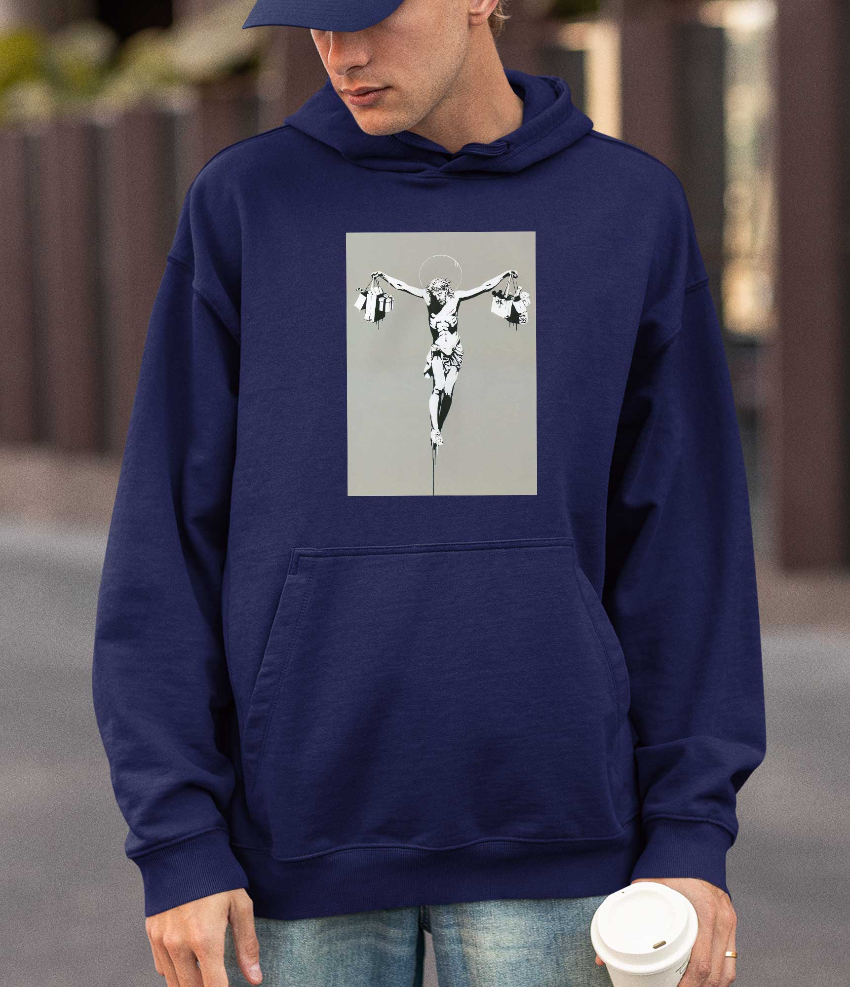 Image of Banksy Hoodie - Jesus Shopping Banksy-Apparel