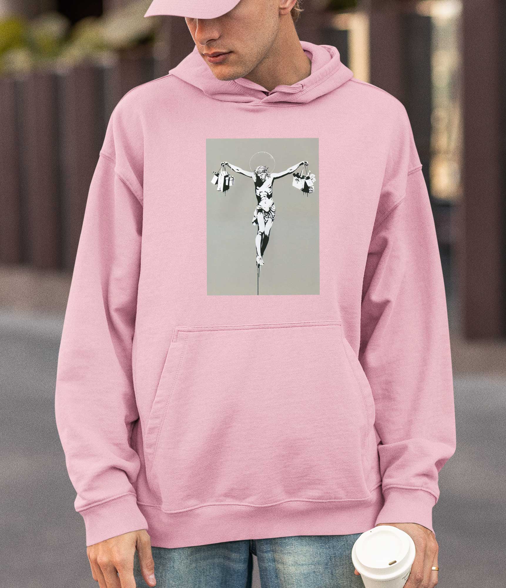 Image of Banksy Hoodie - Jesus Shopping Banksy-Apparel