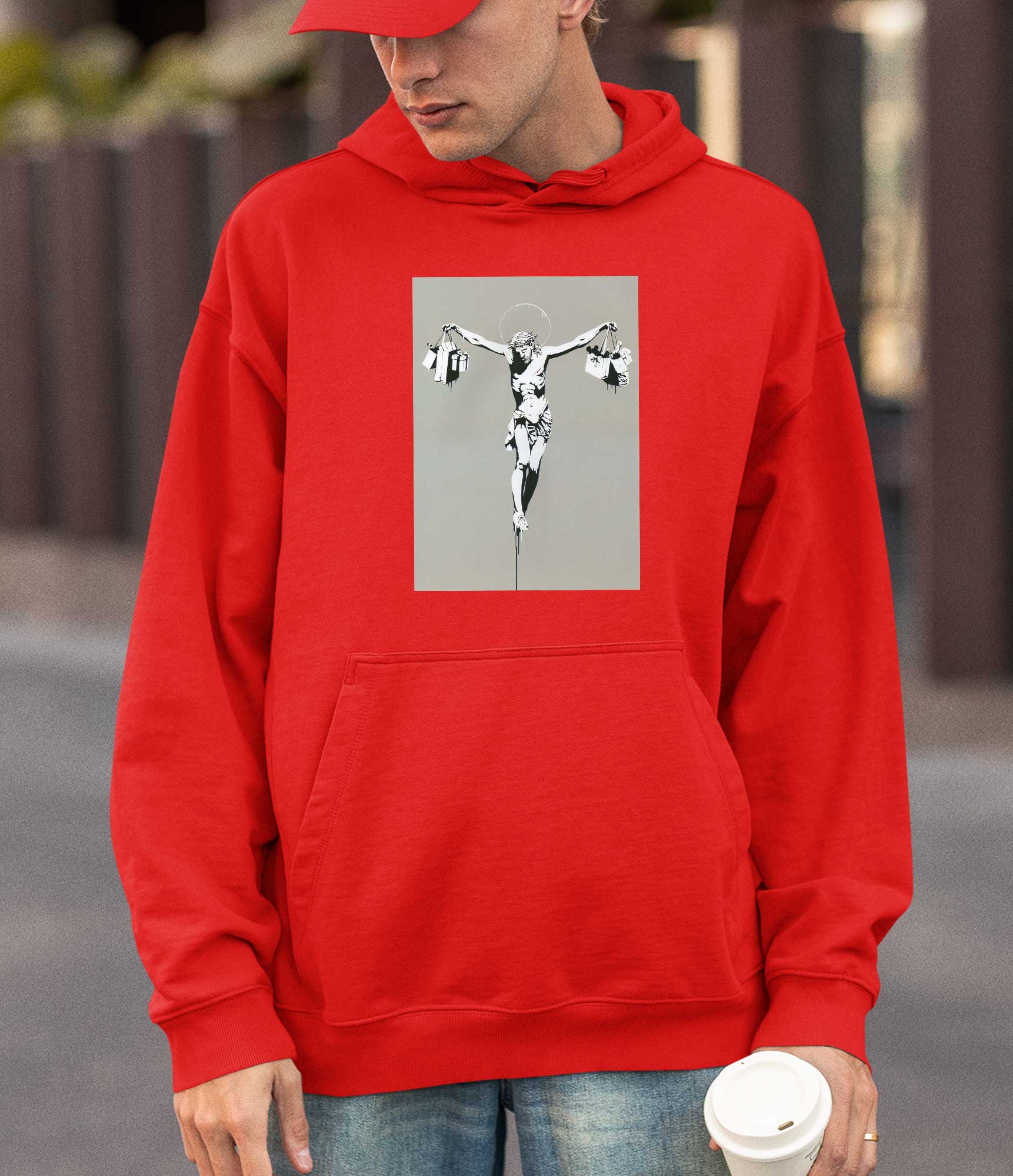 Image of Banksy Hoodie - Jesus Shopping Banksy-Apparel