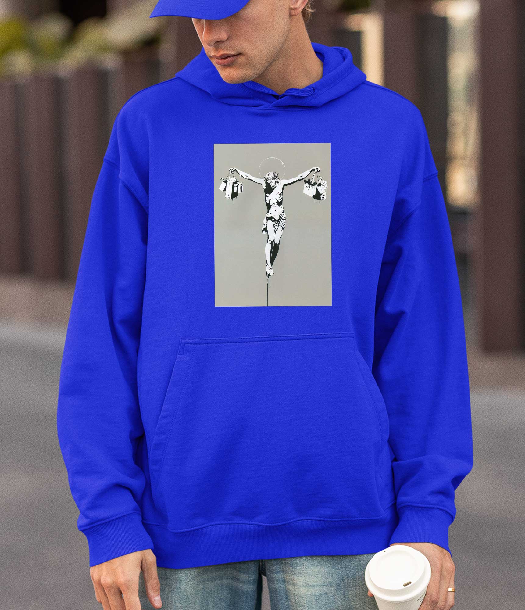 Image of Banksy Hoodie - Jesus Shopping Banksy-Apparel