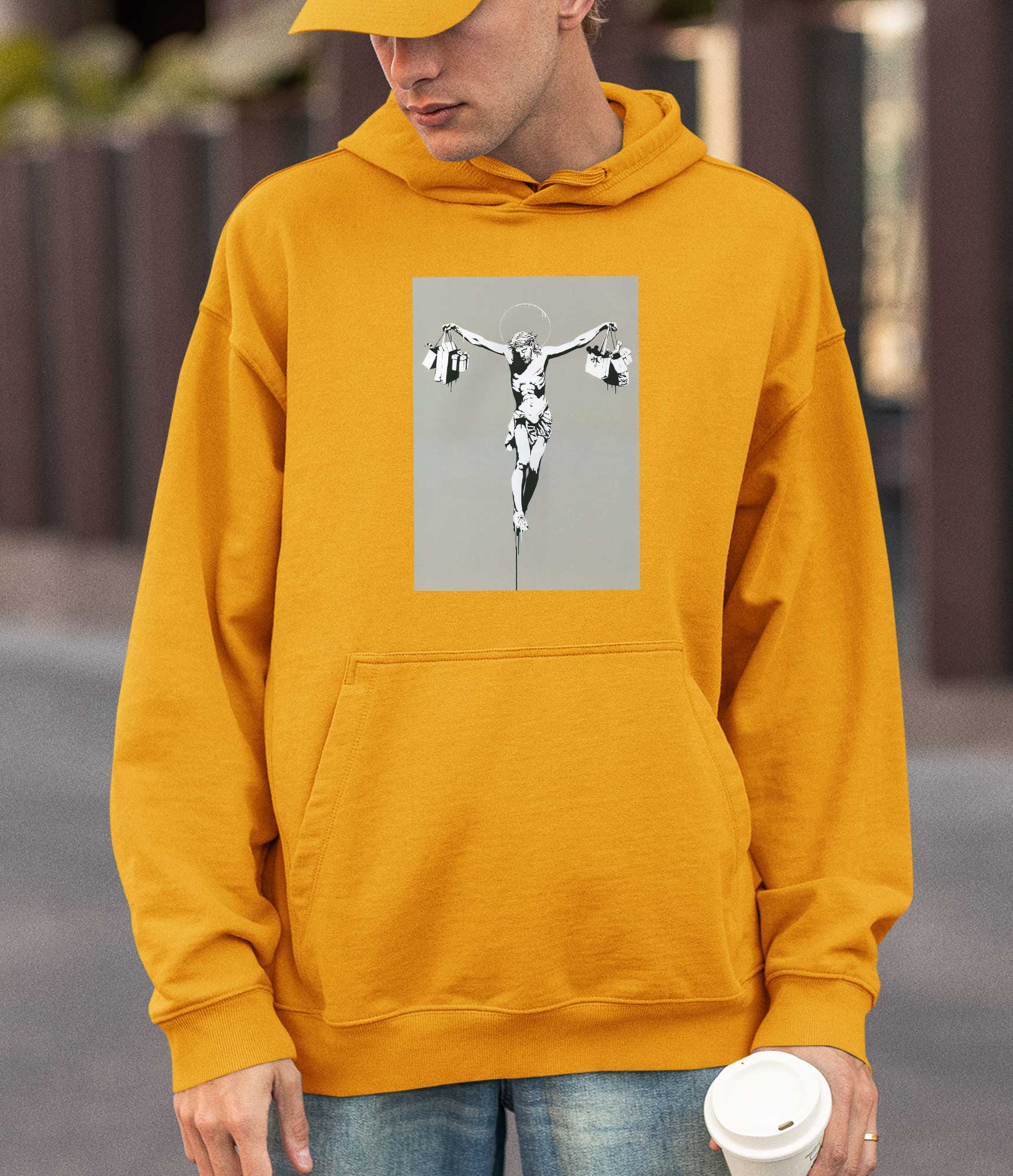 Image of Banksy Hoodie - Jesus Shopping Banksy-Apparel