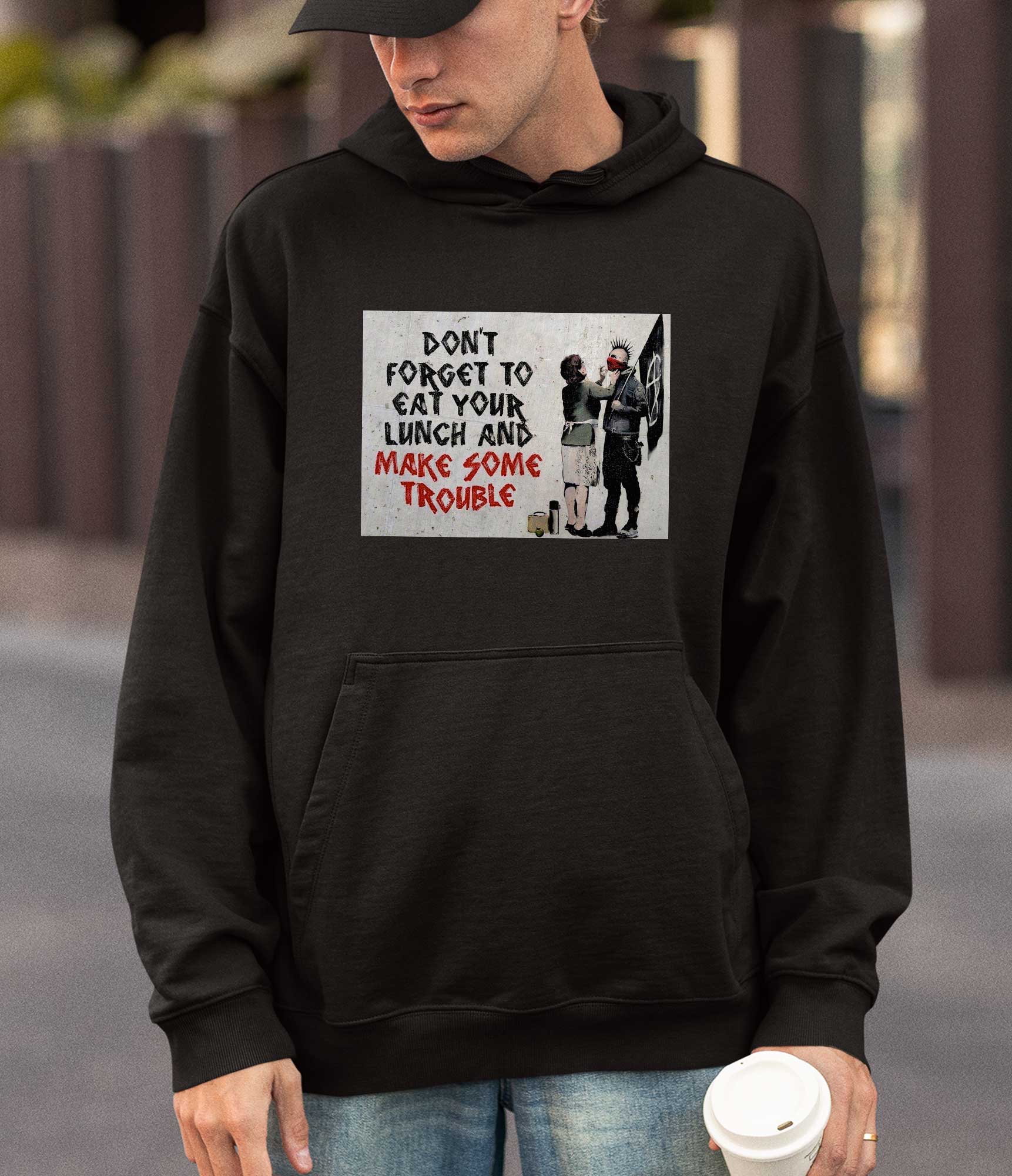 Image of Banksy Hoodie - Make Trouble Banksy-Apparel