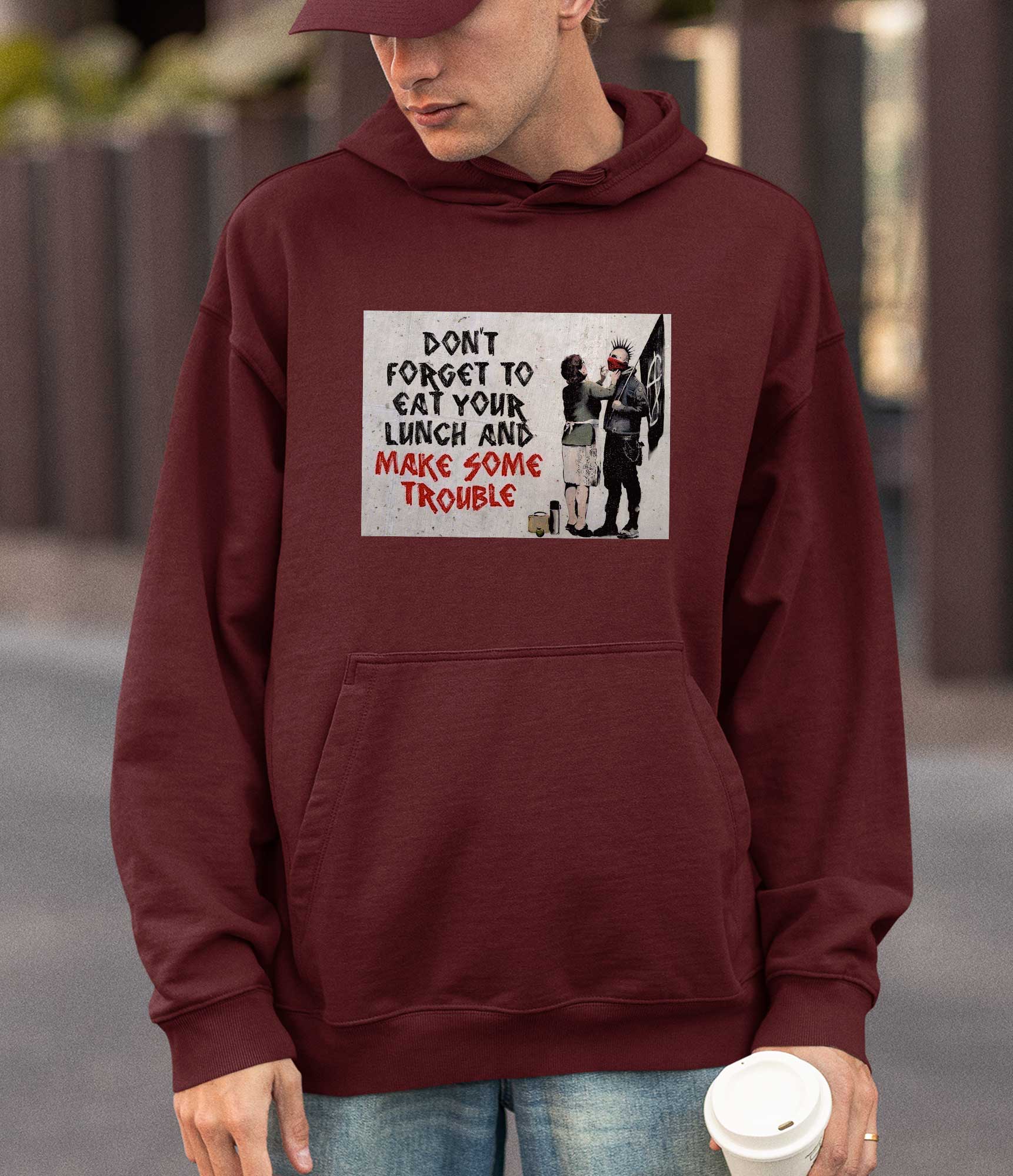 Image of Banksy Hoodie - Make Trouble Banksy-Apparel