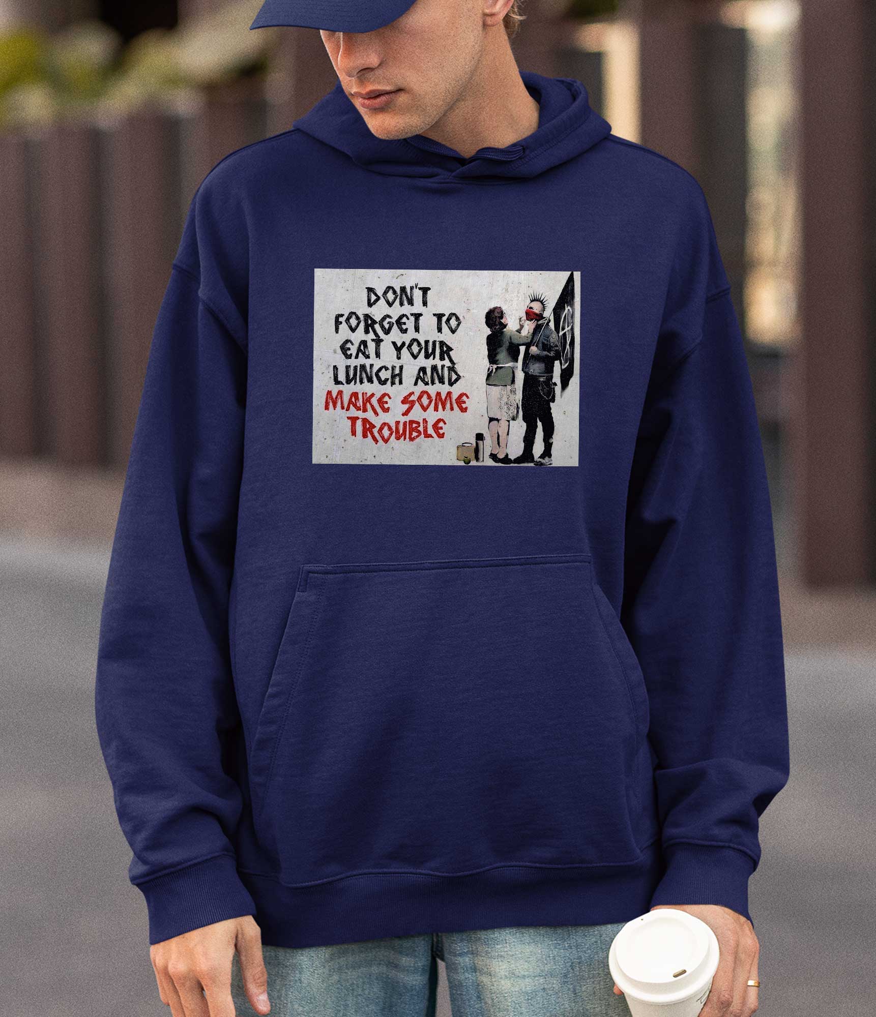 Image of Banksy Hoodie - Make Trouble Banksy-Apparel