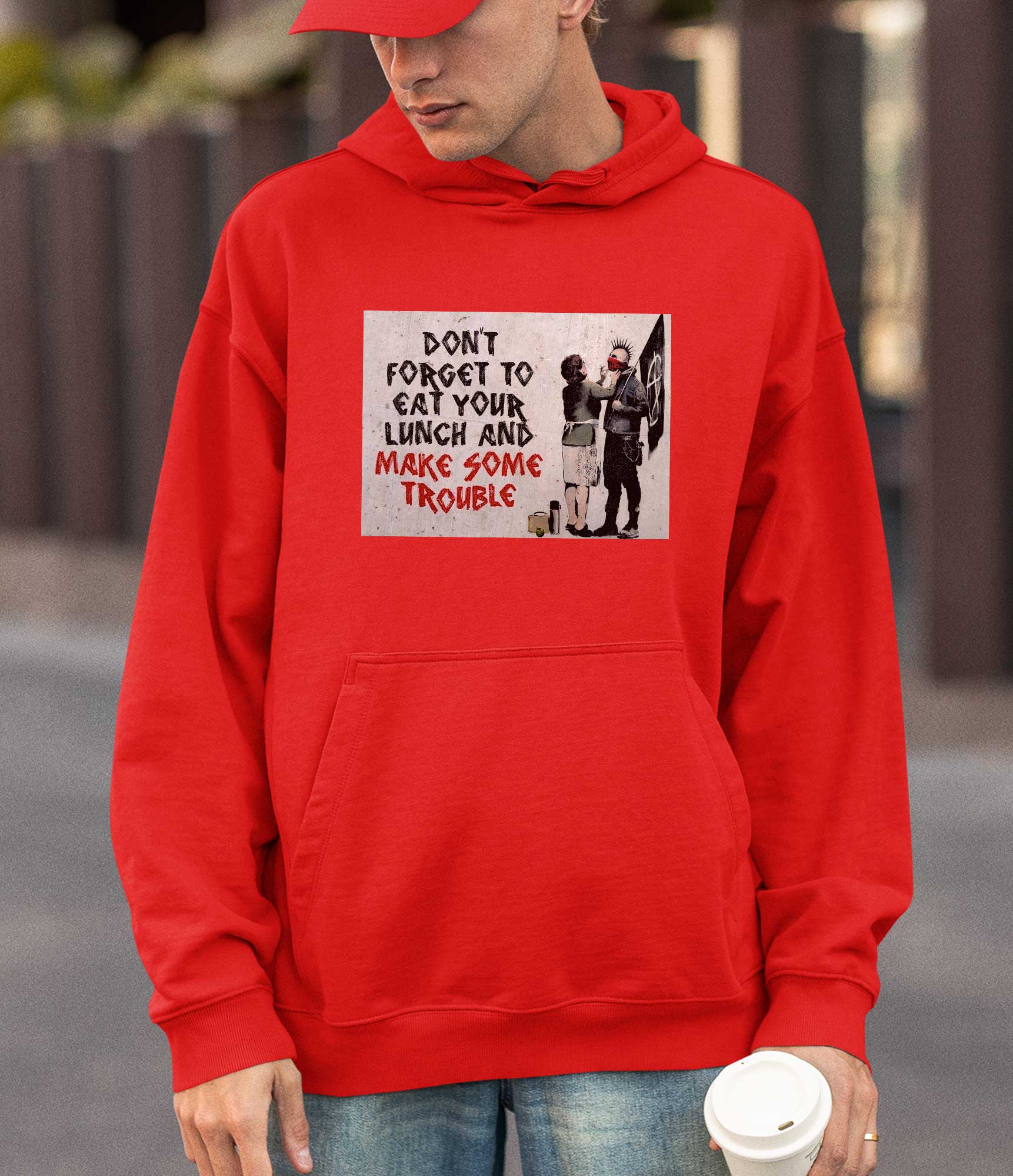 Image of Banksy Hoodie - Make Trouble Banksy-Apparel