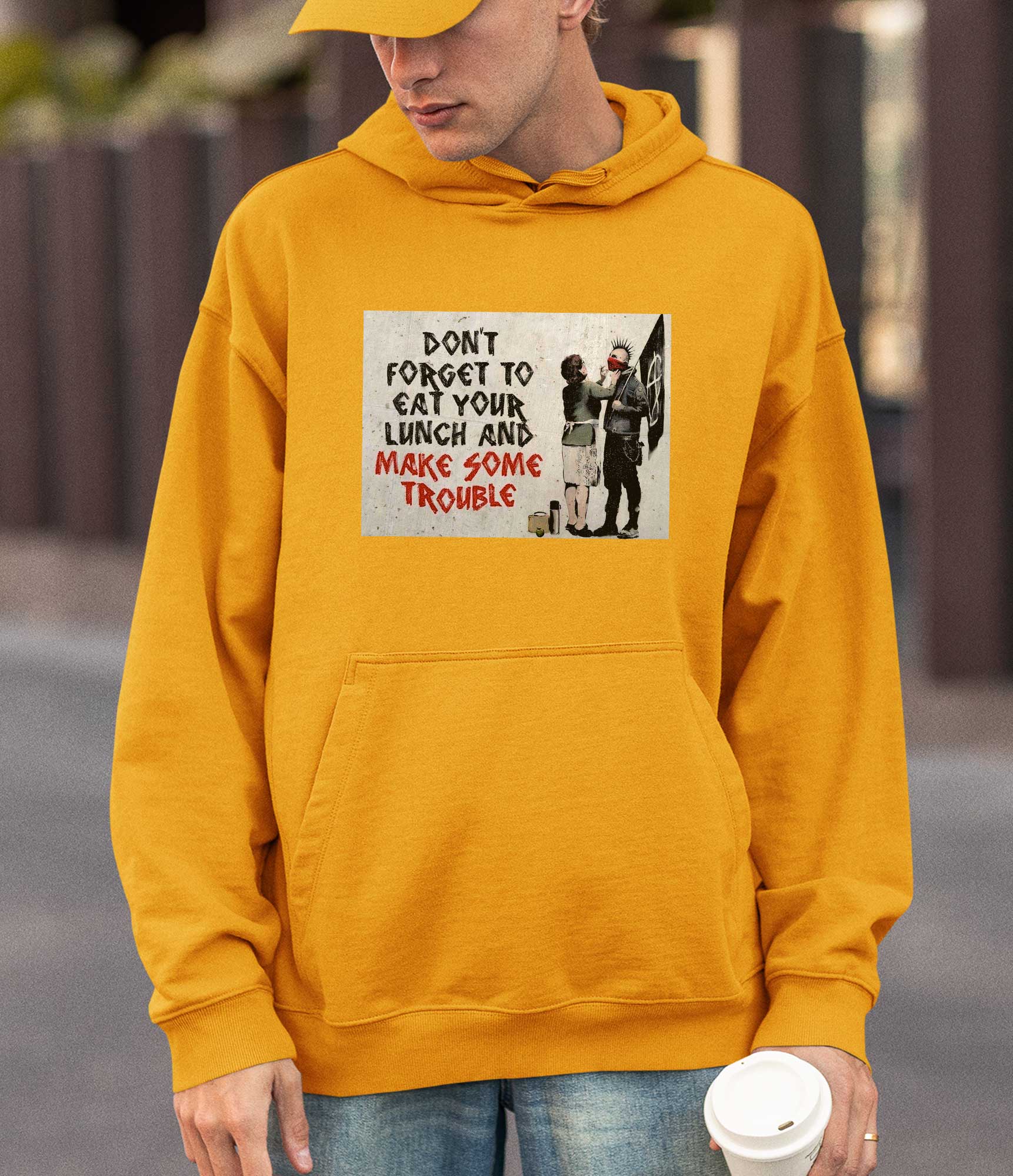 Image of Banksy Hoodie - Make Trouble Banksy-Apparel