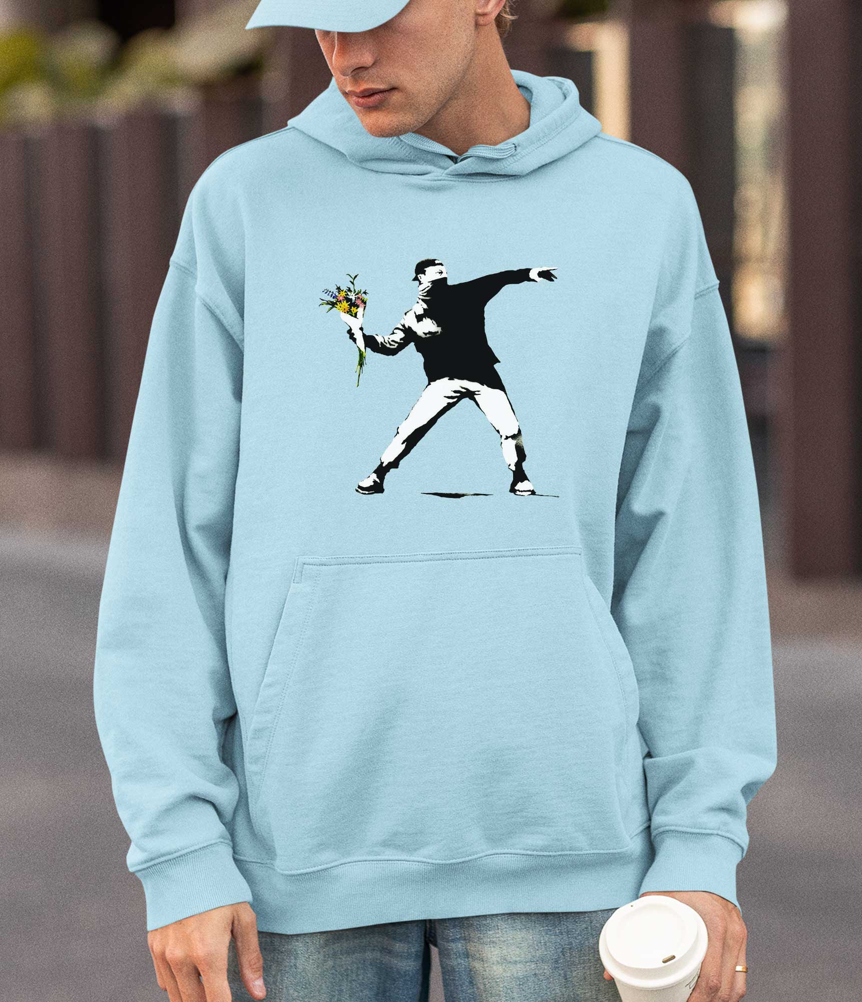 Image of Banksy Hoodie - Flower Thrower Banksy-Apparel